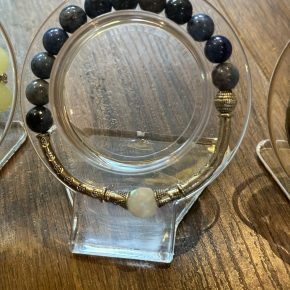 4 bracelets new handcrafted silver bangles moonstone agate glow-in-dark jasper - Picture 6 of 11